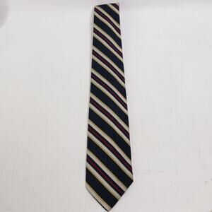 Vtg Salant Tie Mens 55 in Silk Wide Blue Red Yellow White Diagonal Striped Class
